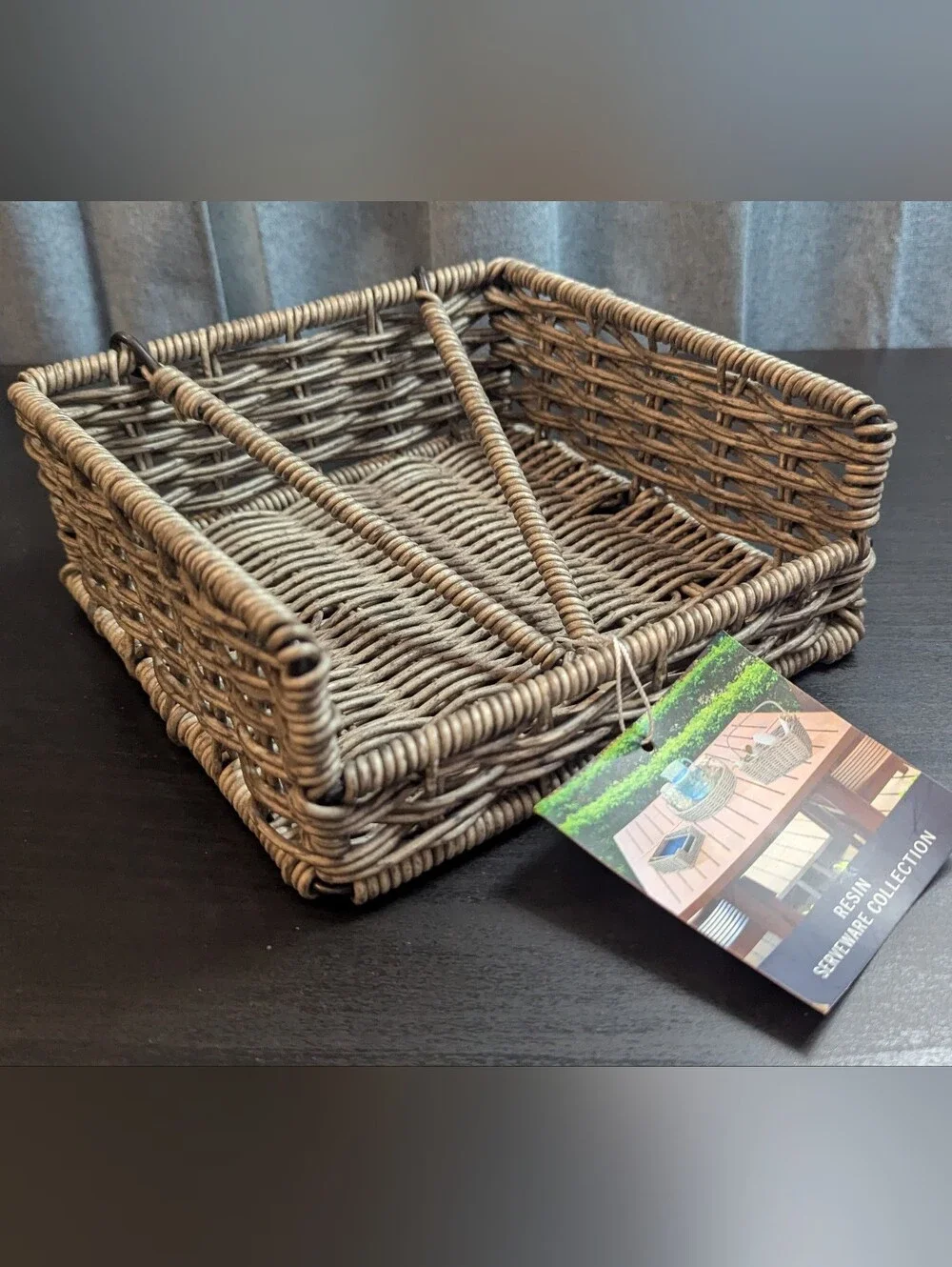 Nautica Resin Wicker Utensil & Napkin Caddy - Brown
